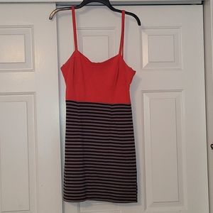 Super cute burnt orange, black and gray mini dress